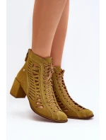 Semišové Provázkové Botky Maciejka 05508-24 Olivově Zelené