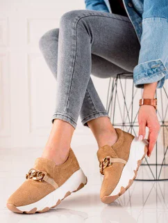 Luxusní hnědé tenisky dámské bez podpatku