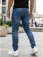 Pánské džíny slim fit s páskem modré FashionStreet UX4485