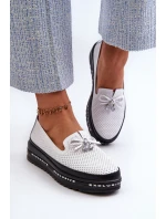 Dámské kozačky z kůže na platformě S.Barski LR400 bílé