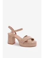 Dámské sandály na podpatku béžové Janelia