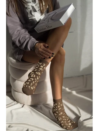 Dámské Ponožky S Leopardím Vzorem Hnědé