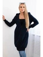 Zateplená dlouhá mikina s kapucí v barvě námořnická modř Zateplená dlouhá mikina s kapucí v barvě námořnická modř