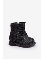 Dětské Brokatové Botky Oceněné Se Zipem Černé Saussa