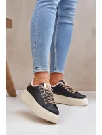 Snímače na platformě s ozdobnými šňůrkami černé Fonetha