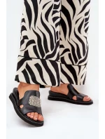 Dámské Sandály Na Klínu Eko Kůže S Ozdobou Černé Sarela