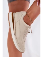 Dámské kožené tenisky na platformě Big Star – béžové
