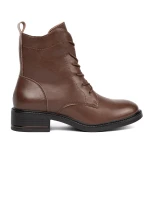 Klasické hnědé dámské  kotníčkové boty płaski
