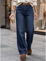 Dámské džíny s širokými nohavicemi a páskem, modré, FashionStreet UY3125 Dámské džíny s širokými nohavicemi a páskem, modré, FashionStreet UY3125