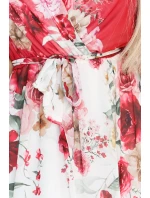 603-1 Vzdušné maxi šaty s obálkovým výstřihem a květinovým vzorem - RED ROSES 603-1 Vzdušné maxi šaty s obálkovým výstřihem a květinovým vzorem - RED ROSES