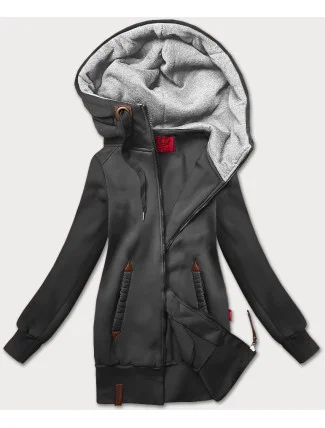 Hladká dámská mikina v grafitové barvě s kapucí LHD (AMG169) Hladká dámská mikina v grafitové barvě s kapucí LHD (AMG169)