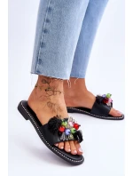 Pantofle s ozdobnými korálky S.Barski KV-2775-47 Černé Pantofle s ozdobnými korálky S.Barski KV-2775-47 Černé