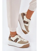 Dámské Tenisky Na Masivní Platformě Zvířecí Vzor Béžové Telanila