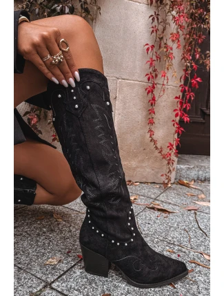 Dámské Kůže Kobyli Ze Zdobením Na Podpatku Černé Darella