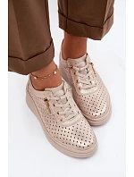 Kožené Ažurové Dámské Polobotky Vinceza 79603 Zlaté