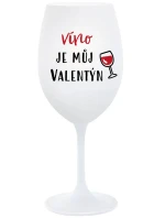 VÍNO JE MŮJ VALENTÝN - bílá sklenice na víno 350 ml VÍNO JE MŮJ VALENTÝN - bílá sklenice na víno 350 ml