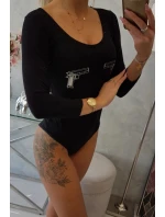 Body s potiskem pistole černé Body s potiskem pistole černé