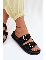 Dámské pantofle se zlatými sponami Černé Pelorin