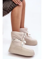 Dámské sněhule s ozdobným šněrováním světle béžová Siracna Dámské sněhule s ozdobným šněrováním světle béžová Siracna