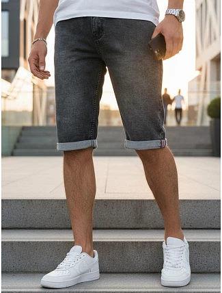 Pánské džínové šortky s lemem černé FashionStreet SX2619