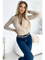 375-7 BODY s obálkovým výstřihem - béžový 375-7 BODY s obálkovým výstřihem - béžový