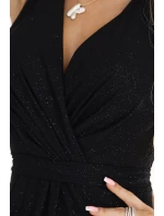 587-1 MONIQUE dlouhé exkluzivní šaty s výstřihem a rozparkem na nohou - ČERNÉ se třpytkami 587-1 MONIQUE dlouhé exkluzivní šaty s výstřihem a rozparkem na nohou - ČERNÉ se třpytkami