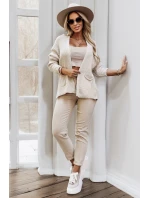 630-1 Teplý svetr s kapsami a žebrovanými manžetami - béžový 630-1 Teplý svetr s kapsami a žebrovanými manžetami - béžový