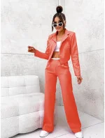 Dámský komplet v korálové barvě - krátké sako a široké kalhoty (8263) Dámský komplet v korálové barvě - krátké sako a široké kalhoty (8263)