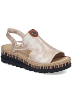 Dámské zlaté sandály Rieker na klínku V7972-60