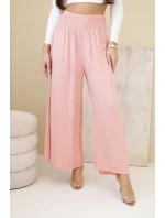 Dámské viskózové kalhoty s elastickým pasem meruňkové