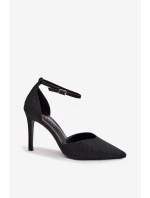 Lesklé lodičky s páskem černé Joranne