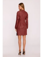 M871 Zavinovací šaty z tvídu - bordó M871 Zavinovací šaty z tvídu - bordó