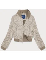 Krátká béžová dámská bunda typu bomber (AG3-2206) Krátká béžová dámská bunda typu bomber (AG3-2206)
