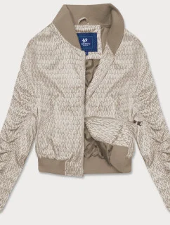 Krátká béžová dámská bunda typu bomber (AG3-2206)