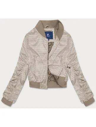 Krátká béžová dámská bunda typu bomber (AG3-2206) Krátká béžová dámská bunda typu bomber (AG3-2206)