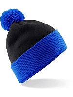 Beechfield B 451 2-barevná pletená čepice s bambulí 53.0451 black/bright royal