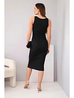 Dámské viskózové žebrované šaty na ramínkách černá