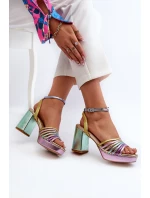 Dámské sandály na podpatku D&A CR920 Multikolor Dámské sandály na podpatku D&A CR920 Multikolor