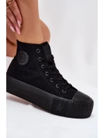 Dámské plátěné tenisky na platformě Big Star – černé