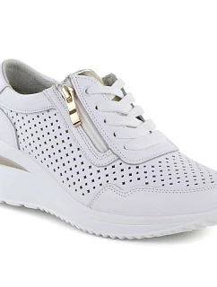 Bílé kožené tenisky Vinceza 95402 s otevřenou platformou