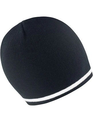 Result Headwear R 368X Pletená čepice s kontrastními pruhy 28.368X black/white