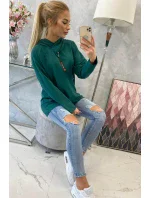 Zelená tunika na zip s kapucí Oversize