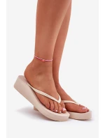Dámské japonské sandály na klínu Big Star RR274A551 béžové