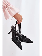 Krajkové Síťované Sandály na Podpatku Černé Mavia