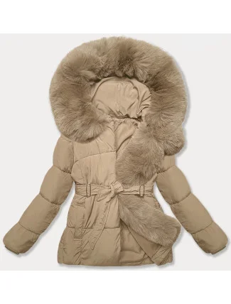 Béžová dámská bunda pro přechodné období s páskem J Style (16M9183-62) Béžová dámská bunda pro přechodné období s páskem J Style (16M9183-62)