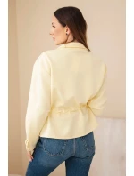 Dámská rozepínací mikina s tkaničkou a kapsami máslová žlutá