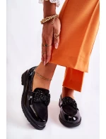 Dámské kalhoty lakované s mašlí Černý Laurent