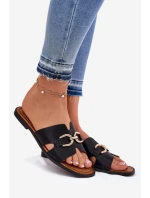 Dámské Ploché Pantofle S Dekorativním Detalem Černé Amiresna Dámské Ploché Pantofle S Dekorativním Detalem Černé Amiresna