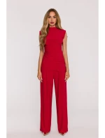 M890 Souprava s projmutým topem a širokými kalhotami - červená