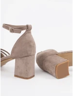 Luxusní dámské hnědé  lodičky na širokém podpatku